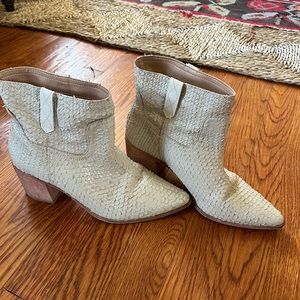 Cream leather booties
